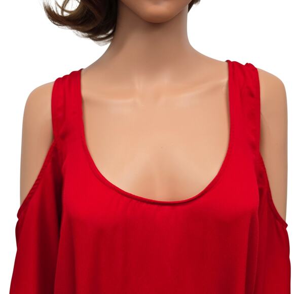 Torrid Georgette Cold Shoulder Top Flowy Blouse Size 3 Plus Size 3X  22-24 Red - Picture 6 of 11